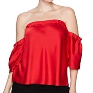 ❤️‍🔥 NWT Nordstrom Red Satin Off Shoulder Blouse 2X